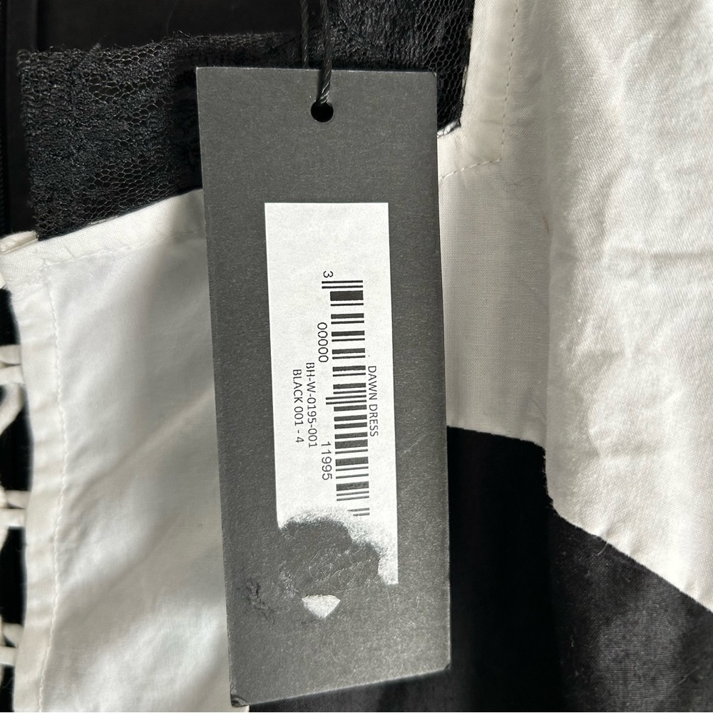Batsheva Dawn Maxi Dress Black White Lace-Up Cotton Prairie Dress NWT Sz 4 Goth - Picture 5 of 8